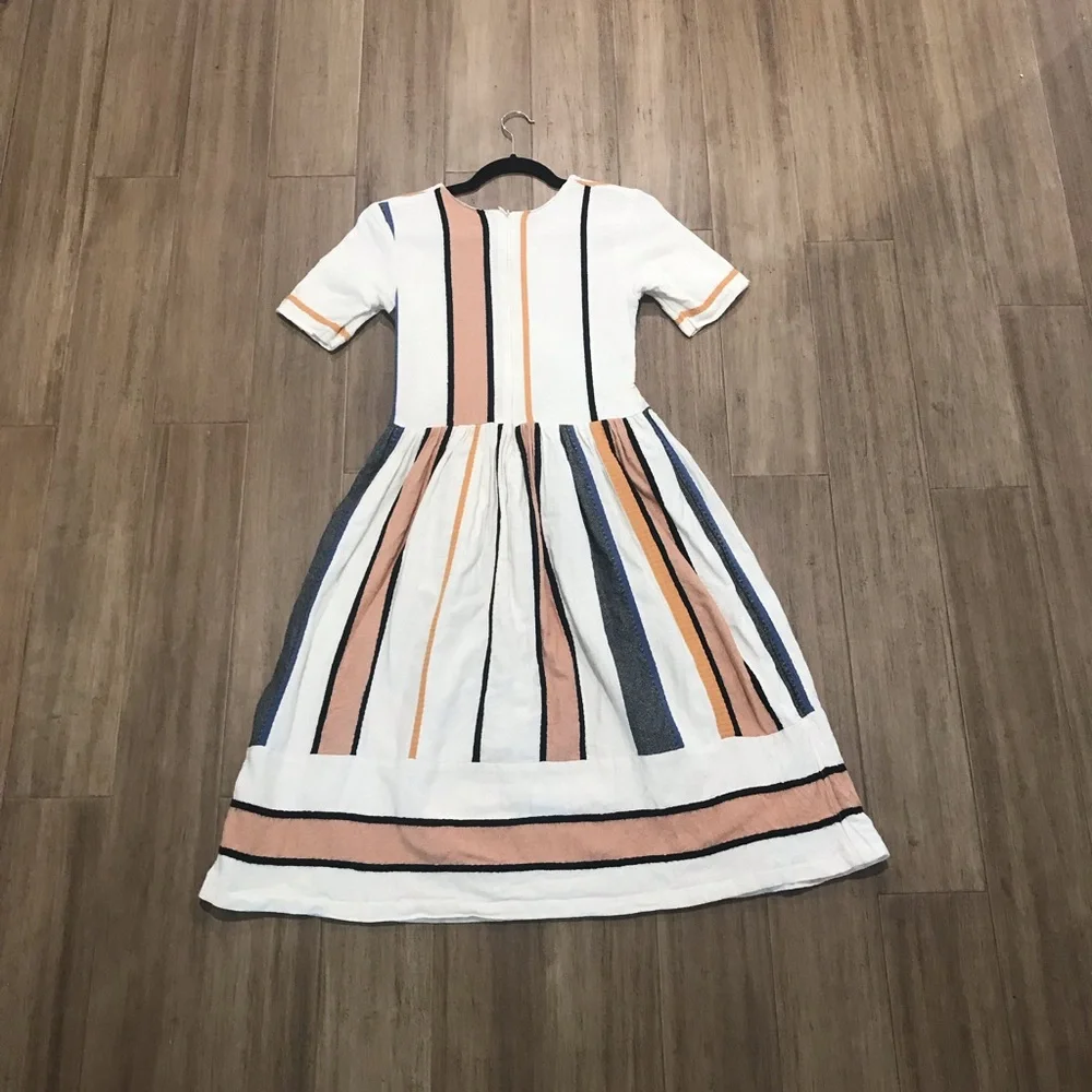 Striped Midi Dress in White, Pink, and Blue - Picture 3 of 3
